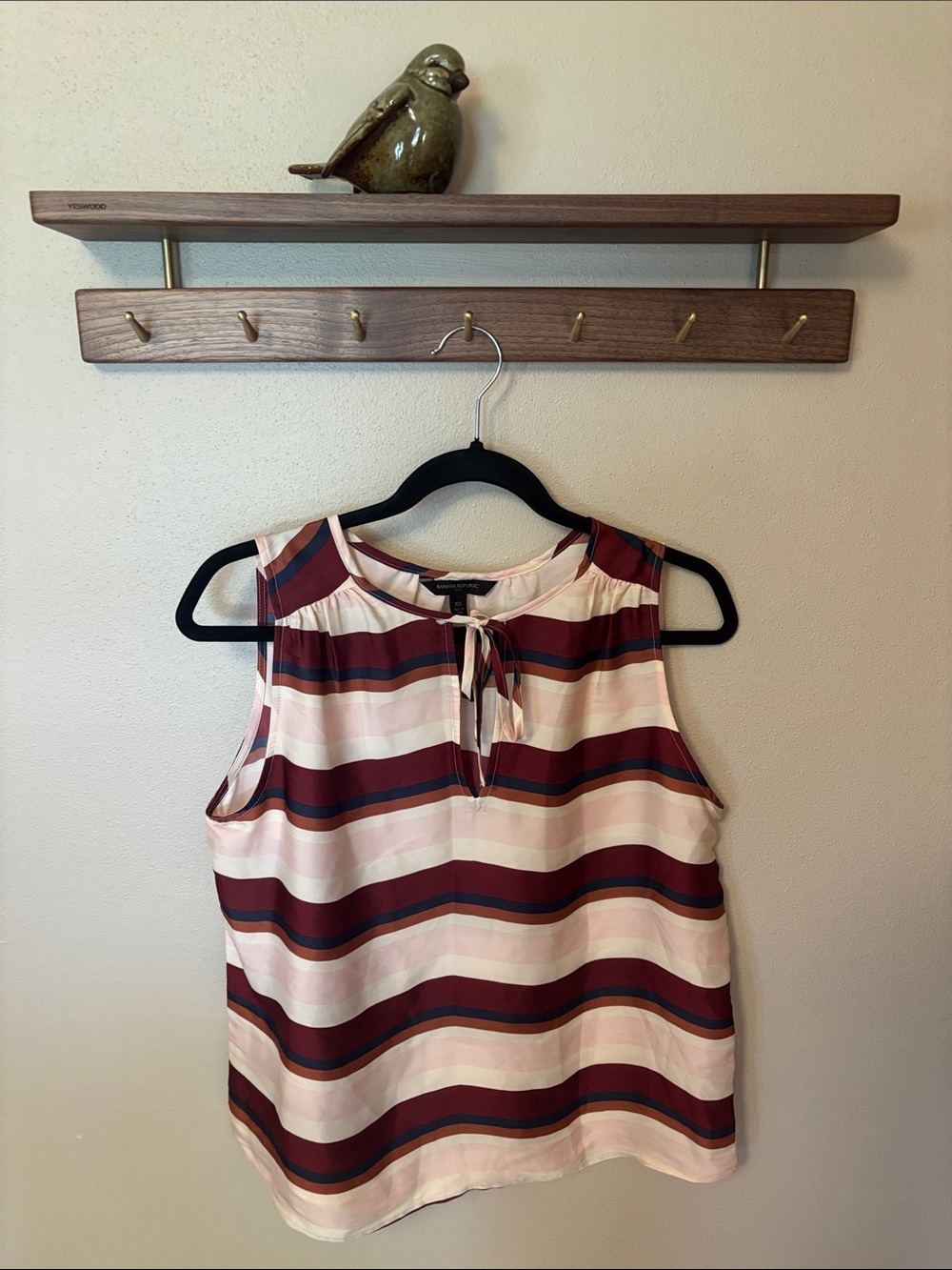 Banana Republic Striped Tie-Neck Sleeveless Cami - Pink & Burgundy